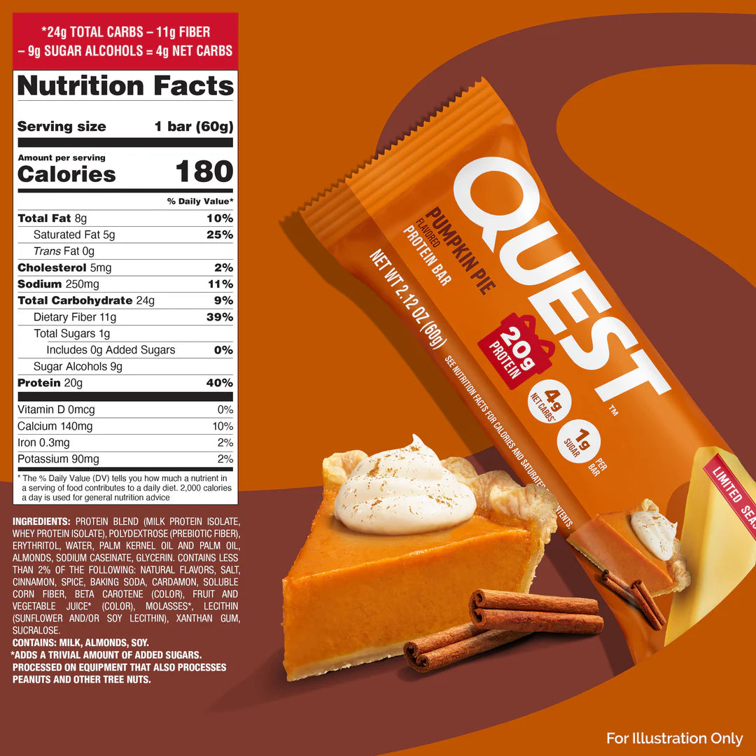 Quest Nutrition Protein Bar, 20g Protein, 4g Net Carb, 1g Sugar, Gluten Free, 12 Count