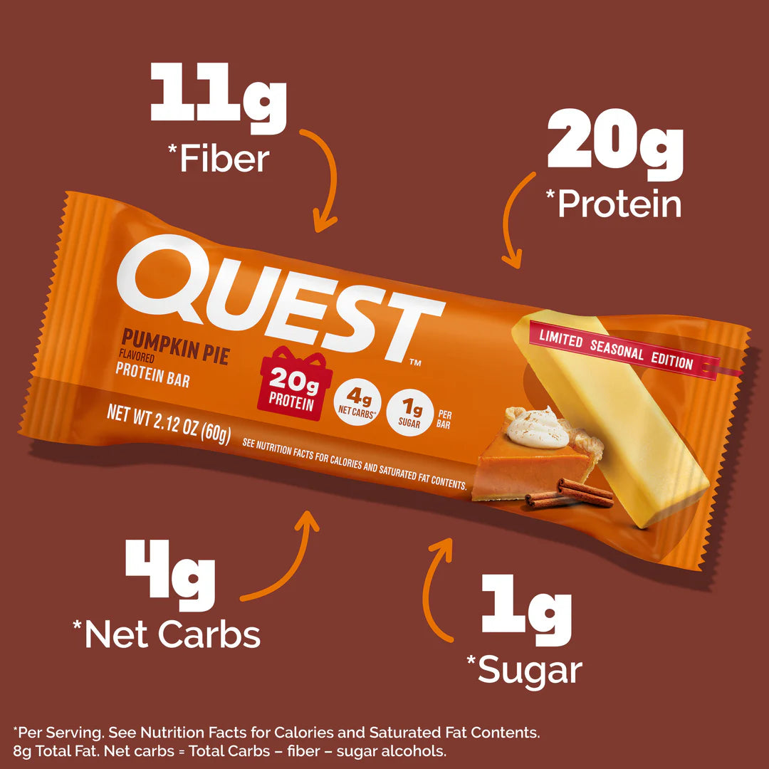 Quest Nutrition Protein Bar, 20g Protein, 4g Net Carb, 1g Sugar, Gluten Free, 12 Count