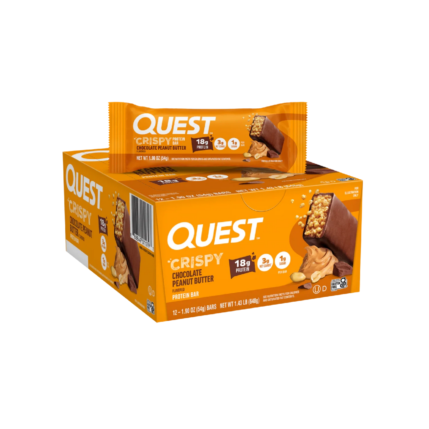 Quest Nutrition Crispy , 15g Protein, 1g Sugar, 3g Net Carb, Gluten Free Protein Snack, Keto Friendly, 12 Count