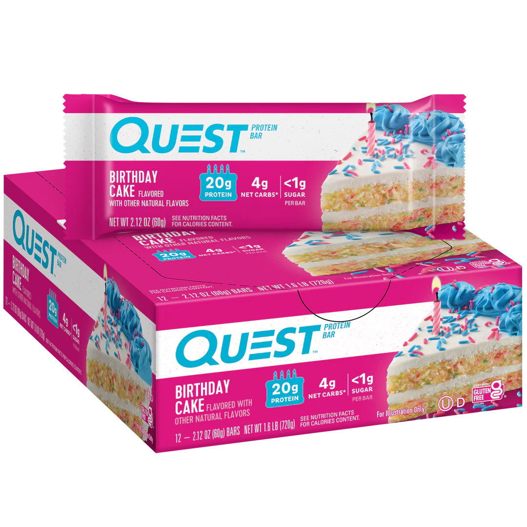 Quest Nutrition Protein Bar, 20g Protein, 4g Net Carb, 1g Sugar, Gluten Free, 12 Count