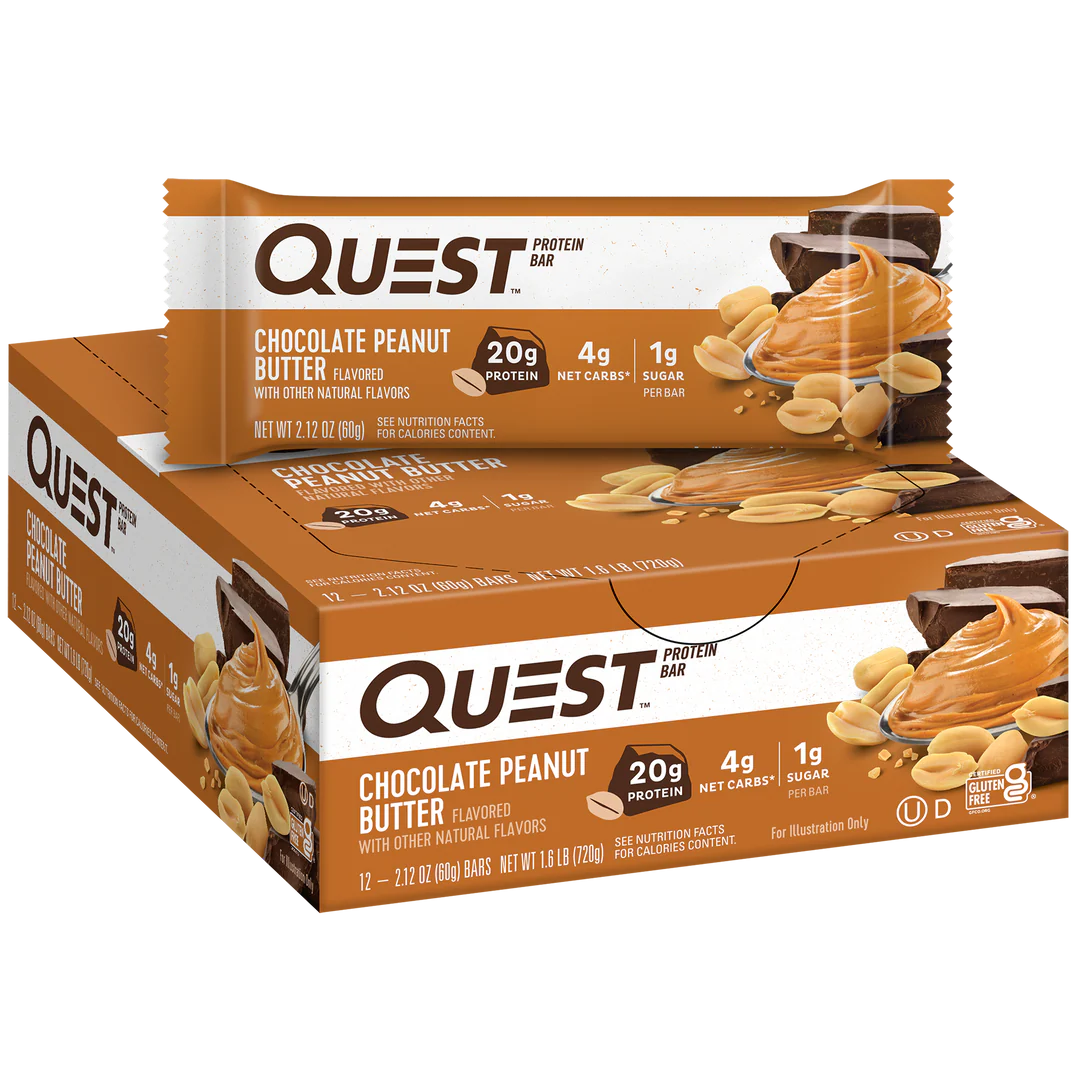 Quest Nutrition Protein Bar, 20g Protein, 4g Net Carb, 1g Sugar, Gluten Free, 12 Count