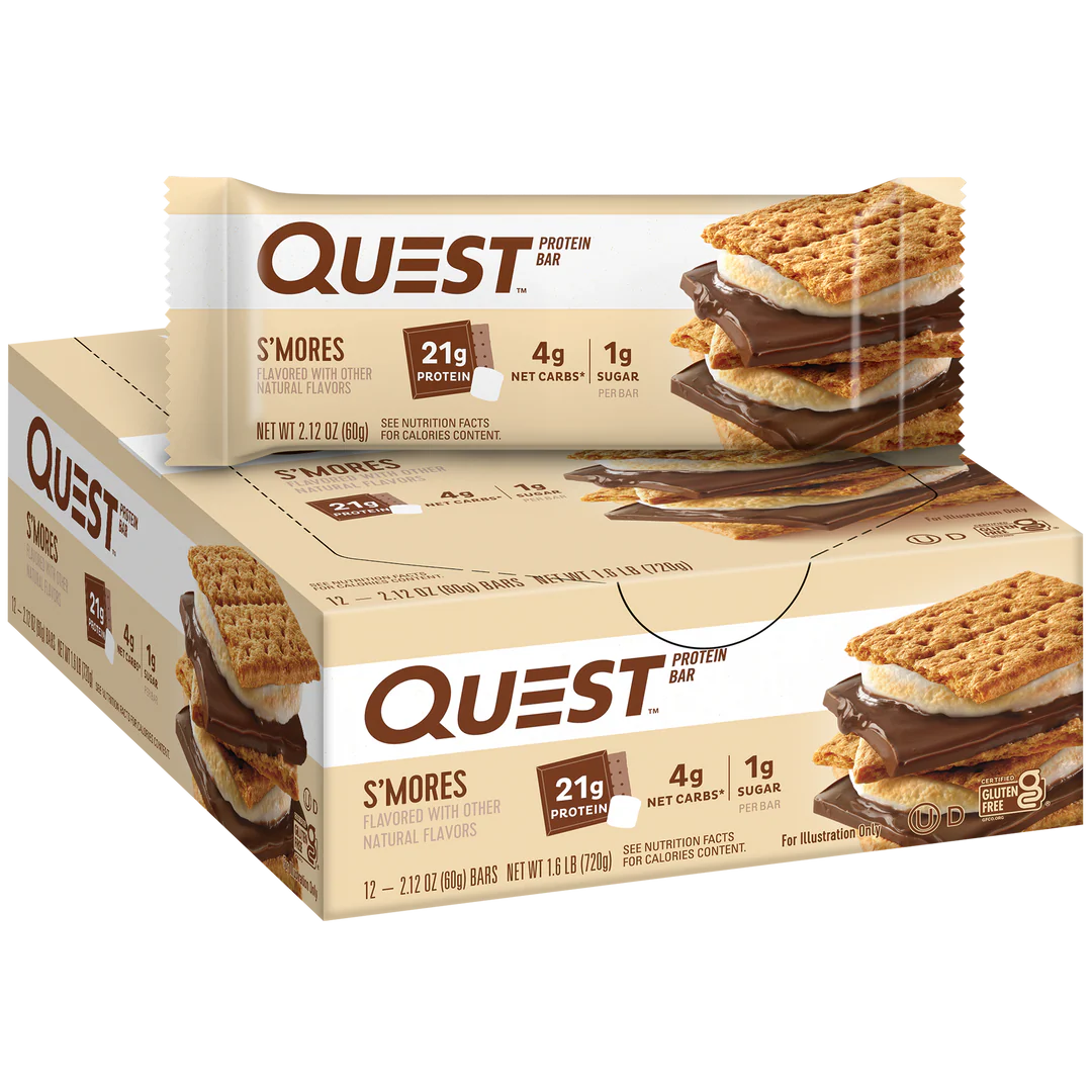 Quest Nutrition Protein Bar, 20g Protein, 4g Net Carb, 1g Sugar, Gluten Free, 12 Count