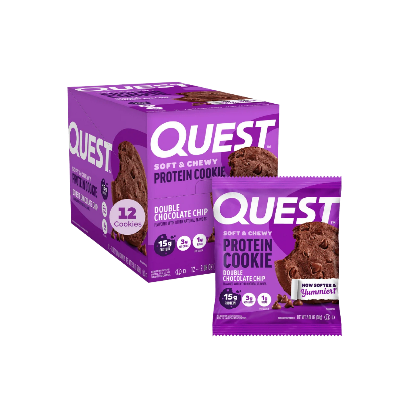 Quest Nutrition Protein Cookie, 15g Protein, 1g Sugar, 2g Net Carbs, Keto Friendly, High Protein, Low Carb; 12 Count