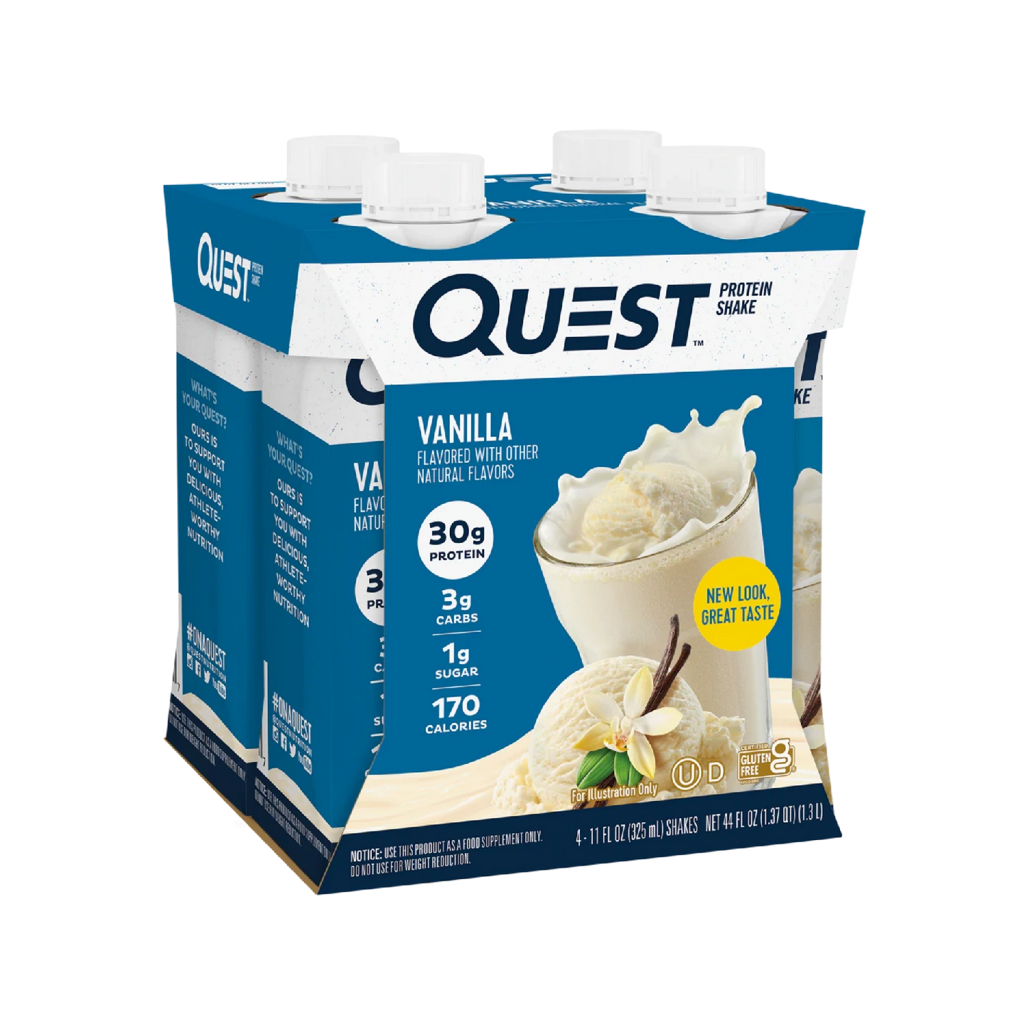Quest Nutrition Ready to Drink Protein Shake, 30g Protein, 4g Carb, 1g Sugar, Gluten Free, Keto Friendly, 4 Count (Pack of 3)