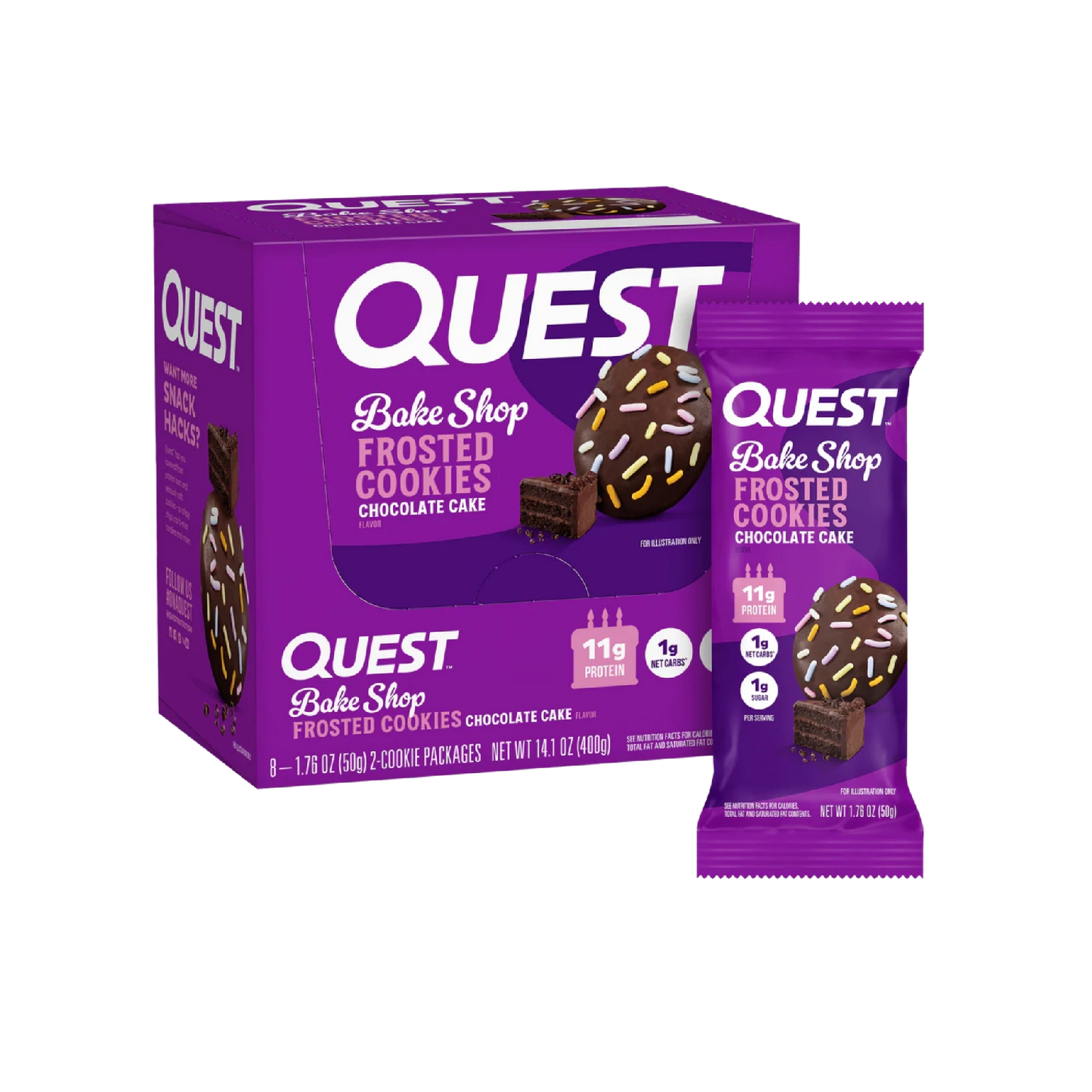 Quest Nutrition Frosted Protein Cookies Twin Pack,  1g Sugar, 10g Protein, 1g Net Carbs, Gluten Free, 16 Cookies