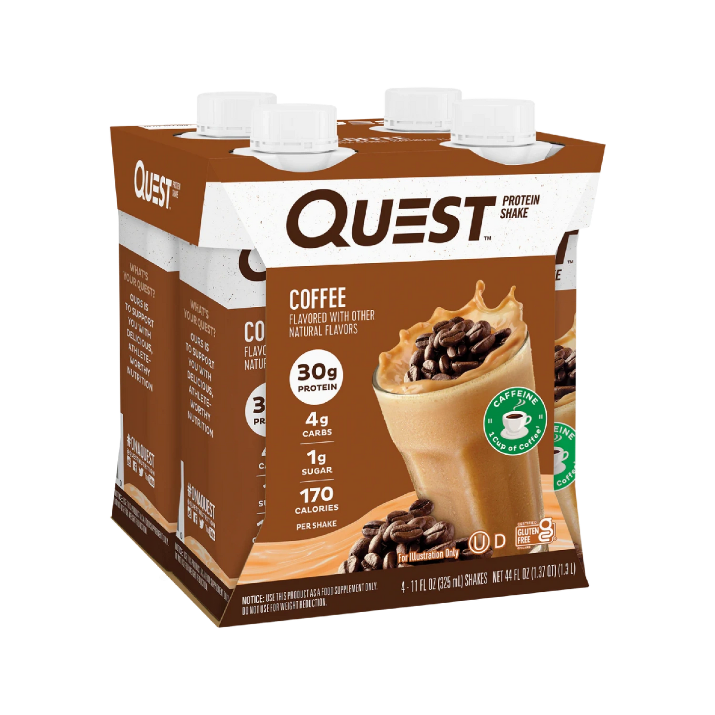 Quest Nutrition Ready to Drink Protein Shake, 30g Protein, 4g Carb, 1g Sugar, Gluten Free, Keto Friendly, 4 Count (Pack of 3)