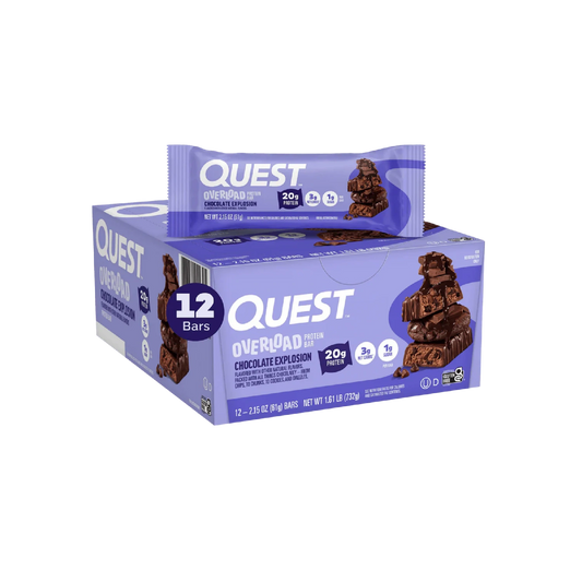 Quest Nutrition Overload Protein Bars, 20g Protein, 1g Sugar, 4g Net Carbs, Gluten Free, 12 Count