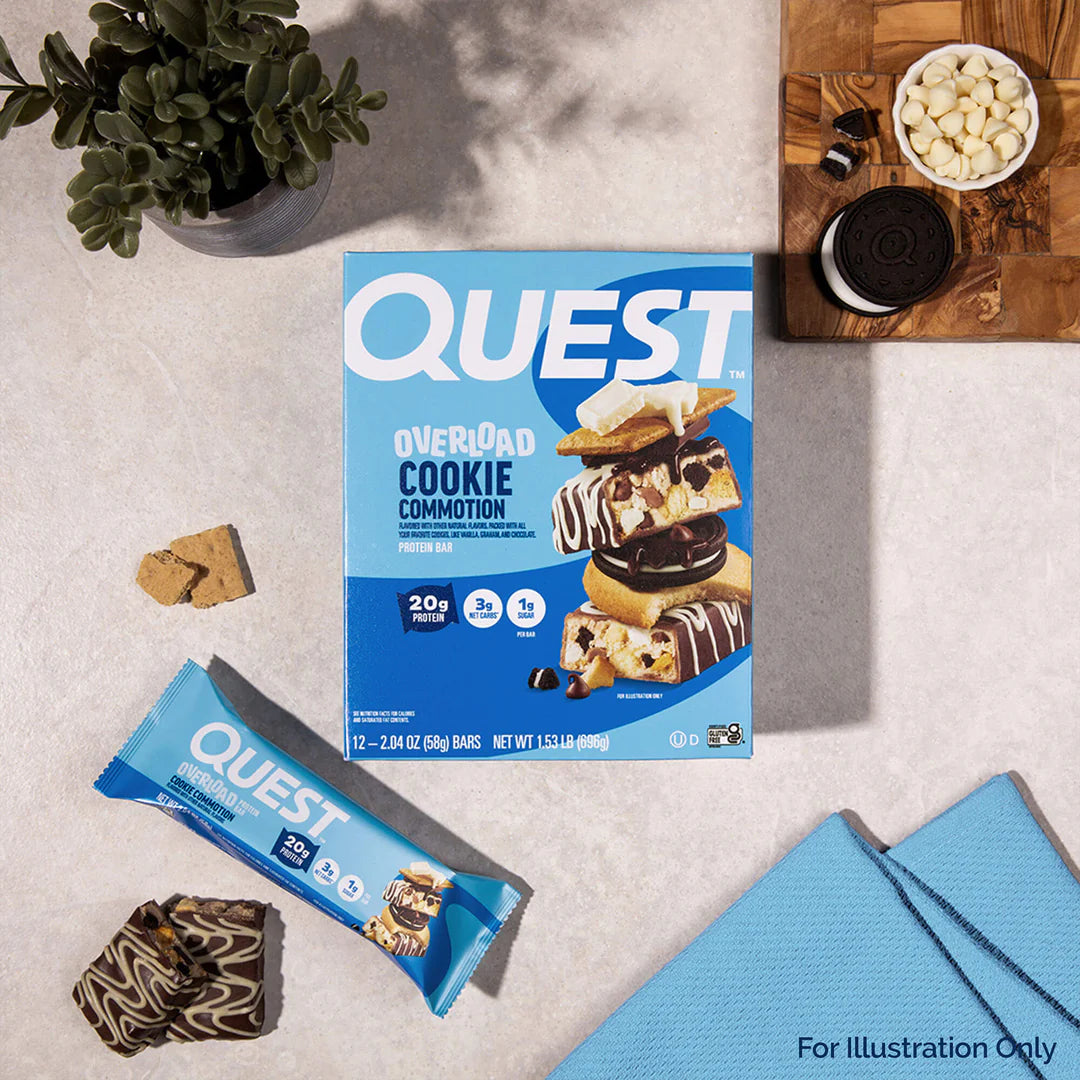 Quest Nutrition Overload Protein Bars,  20g Protein, 1g Sugar, 4g Net Carbs, Gluten Free, 12 Count