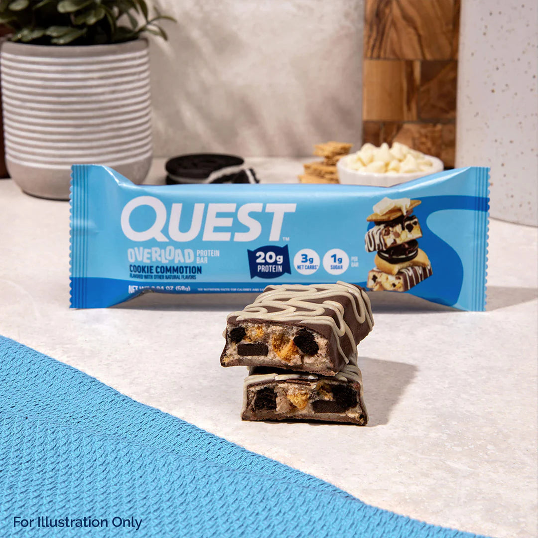 Quest Nutrition Overload Protein Bars,  20g Protein, 1g Sugar, 4g Net Carbs, Gluten Free, 12 Count