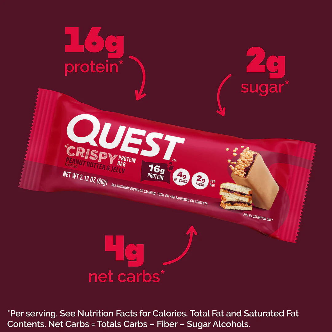 Quest Nutrition Crispy , 15g Protein, 1g Sugar, 3g Net Carb, Gluten Free Protein Snack, Keto Friendly, 12 Count